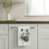 Linge De Cuisine Jardin Panda à l'aquarelle