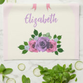 Linge De Cuisine Jardin Rose rose rayures (Plié)