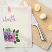 Linge De Cuisine Jardin Rose rose rayures (Quart Plié)