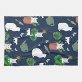 Linge De Cuisine Jardinage Chats Blanc Kitty Plantes Blue Tea Towne (Horizontal)