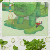 Linge De Cuisine Jardiniers de chats Topiaire vert Animal Surréalis (Plié)