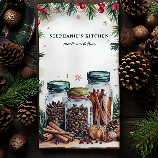 Linge De Cuisine Jars d'épices de vacances Noël personnalisé