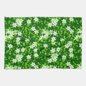 Linge De Cuisine Jasmin Blanc Parmi Les Feuilles Verts (Horizontal)
