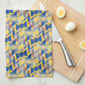 Linge De Cuisine Jaune + Argent Bleu Bow cravate Motif (Quart Plié)