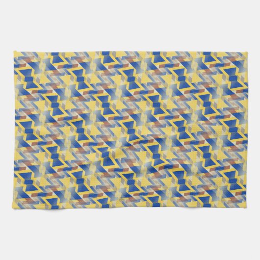 Linge De Cuisine Jaune + Argent Bleu Bow cravate Motif (Horizontal)