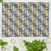 Linge De Cuisine Jaune + Argent Bleu Triangulars Motif (Plié)
