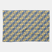 Linge De Cuisine Jaune + Argent Bleu Triangulars Motif (Horizontal)