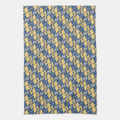 Linge De Cuisine Jaune + Argent Bleu Triangulars Motif (Vertical)