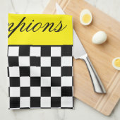 Linge De Cuisine Jaune avec chèque noir et blanc (Quart Plié)