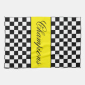 Linge De Cuisine Jaune avec chèque noir et blanc (Horizontal)