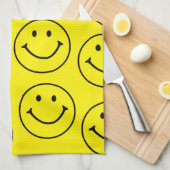 Linge De Cuisine Jaune brillant et joyeux visage souriant (Quart Plié)