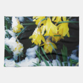 Linge De Cuisine Jaune Daffodils fleurs dans la neige (Horizontal)