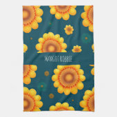 Linge De Cuisine Jaune Daisies Bleu Arrière - plan Motif botanique (Vertical)