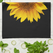 Linge De Cuisine Jaune de tournesol sur le noir - fleurs (Plié)