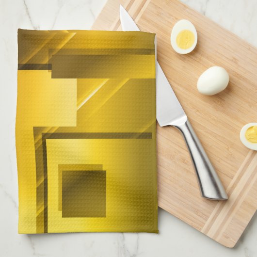 Linge De Cuisine Jaune doré Abstrait (Quart Plié)