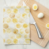 Linge De Cuisine Jaune doré en nid d'abeille   (Quart Plié)