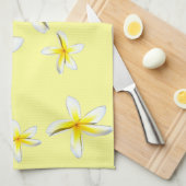 Linge De Cuisine Jaune et blanc de Plumeria d'Hawaï (Quart Plié)