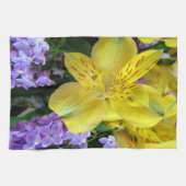 Linge De Cuisine Jaune et Fleurs Lilac Violettes (Horizontal)