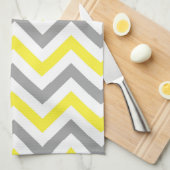 Linge De Cuisine Jaune, Gris Dk What Grand Motif Chevron ZigZag (Quart Plié)