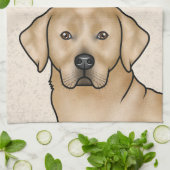 Linge De Cuisine Jaune Labrador Retriever Lab Tête de chien Beige (Plié)