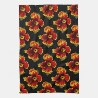 Linge De Cuisine Jaune Marron sur motif floral noir