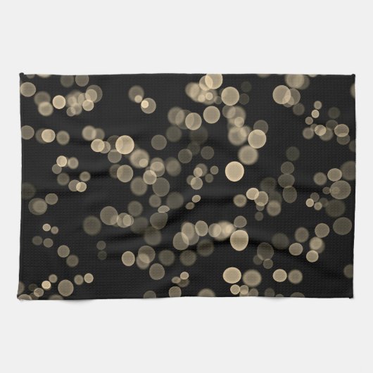 Linge De Cuisine Jaune noir Abstrait Bubble Motif Bokeh (Horizontal)