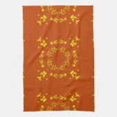 Linge De Cuisine Jaune, Orange Floral Damas Motif rétro (Vertical)