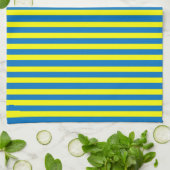 Linge De Cuisine Jaune vif et rayures bleues (Plié)
