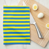 Linge De Cuisine Jaune vif et rayures bleues (Quart Plié)