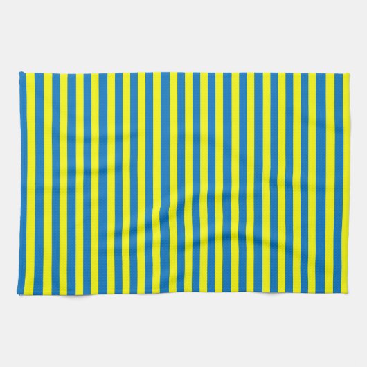 Linge De Cuisine Jaune vif et rayures bleues (Horizontal)
