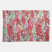 Linge De Cuisine Jaune Washi Rouge Floral Origami Yuzen Towne (Horizontal)