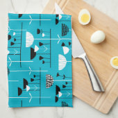Linge De Cuisine Jazz Moderne - Bleu 00b2ca (Quart Plié)