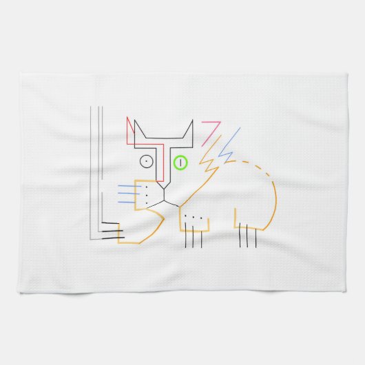 Linge De Cuisine Jazzy, Grattage, Chat Abstrait (Horizontal)