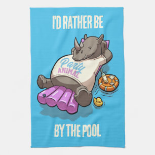 Linge De Cuisine Je Préférerais Être Par Le Pool Rhino Party Animal
