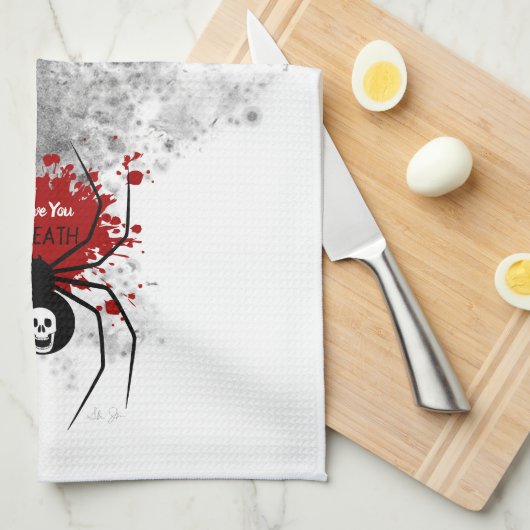 Linge De Cuisine Je t'aime à l'araignée de mort (Quart Plié)