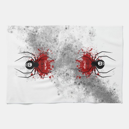 Linge De Cuisine Je t'aime à l'araignée de mort (Horizontal)
