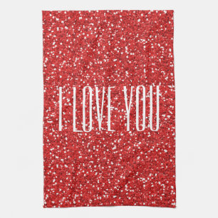 Linge De Cuisine Je t'aime Faux Parties scintillant ou ton propre t