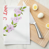 Linge De Cuisine Je t'aime Fleurs mignonnes (Quart Plié)
