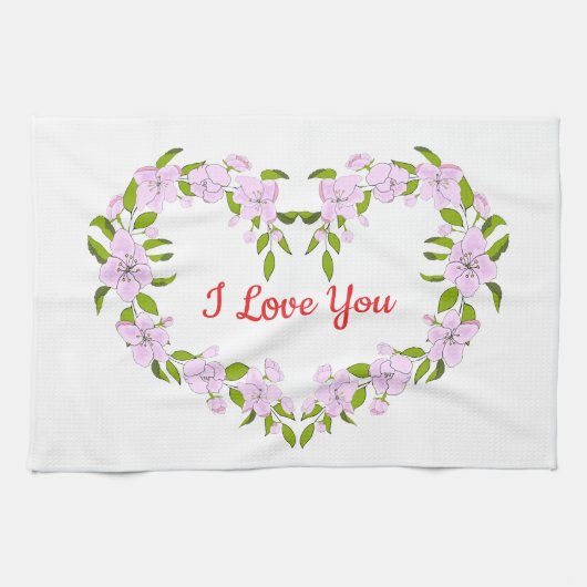 Linge De Cuisine Je t'aime Fleurs mignonnes (Horizontal)