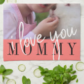 Linge De Cuisine Je t'aime maman Photo personnalisée  (Plié)