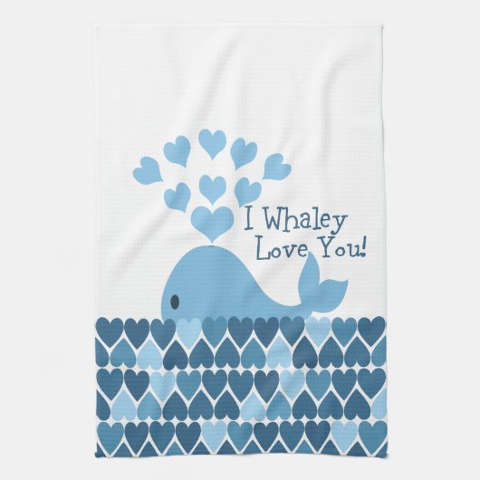 Linge De Cuisine Je T'Aime Whaley ! Bleu (Vertical)