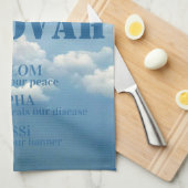 Linge De Cuisine Jehova Jireh Shalom Rapha Blu Ciel Clouds blancs (Quart Plié)