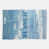 Linge De Cuisine Jehova Jireh Shalom Rapha Blu Ciel Clouds blancs (Horizontal)