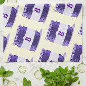 Linge De Cuisine Jelly Jar violet Retro Motif avec Monogramme (Plié)