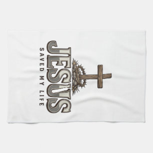 Linge De Cuisine Jésus a sauvé ma vie Gravure vintage Design chréti
