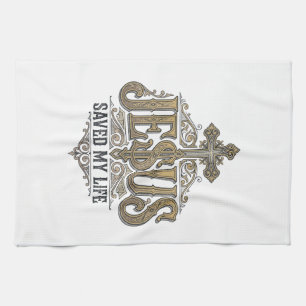 Linge De Cuisine Jésus a sauvé ma vie Vintage Gravure Chemise Chrét