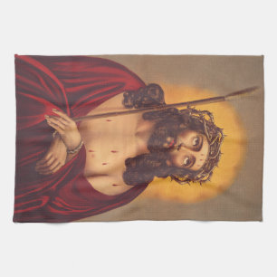 Linge De Cuisine Jésus est couronné d'une couronne d'épines