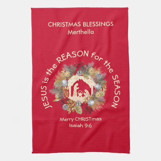 Linge De Cuisine JÉSUS EST LA RAISON Custom Christmas Kitchen Towel (Vertical)