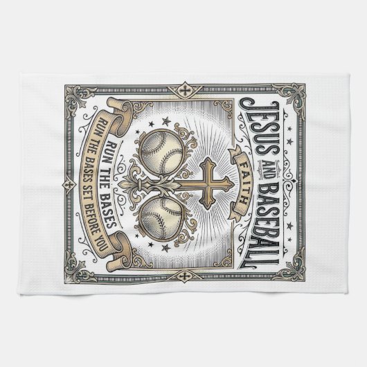 Linge De Cuisine Jésus et baseball Christianisme vintage (Horizontal)