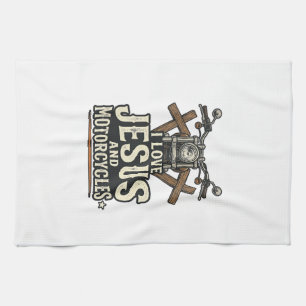 Linge De Cuisine Jésus et motos vintage chrétien conception de mota